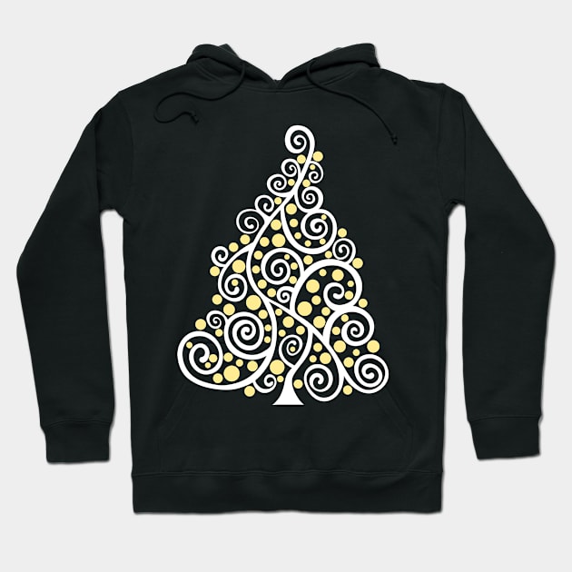 Doodle Christmas Tree-White, Hoodie by Designs by Darrin